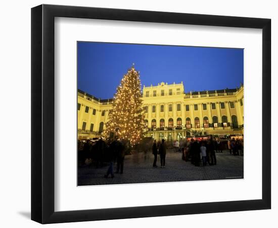 Christmas Tree in Front of Schonbrunn Palace at Dusk, Unesco World Heritage Site, Vienna, Austria-Jean Brooks-Framed Photographic Print