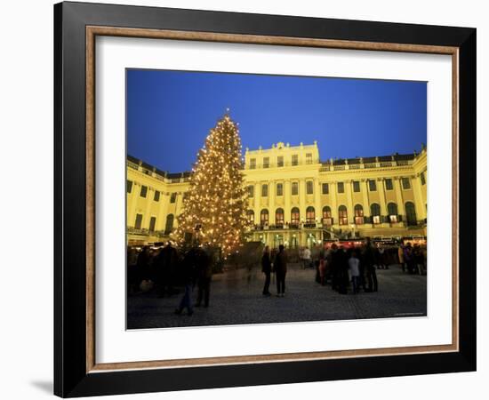 Christmas Tree in Front of Schonbrunn Palace at Dusk, Unesco World Heritage Site, Vienna, Austria-Jean Brooks-Framed Photographic Print