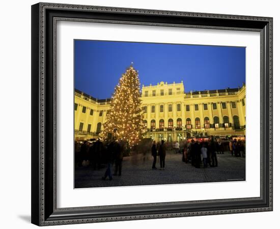 Christmas Tree in Front of Schonbrunn Palace at Dusk, Unesco World Heritage Site, Vienna, Austria-Jean Brooks-Framed Photographic Print