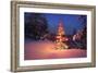 Christmas Tree in Snow with Lights-null-Framed Photographic Print