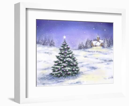 Christmas Tree in Snow-MAKIKO-Framed Giclee Print