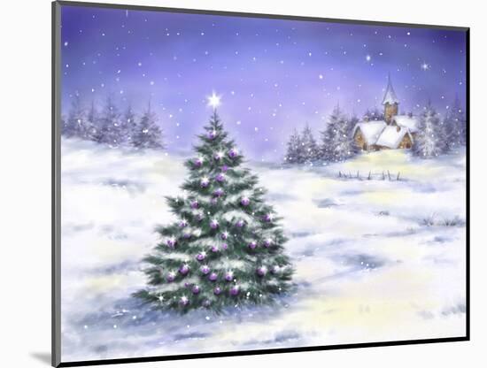 Christmas Tree in Snow-MAKIKO-Mounted Giclee Print