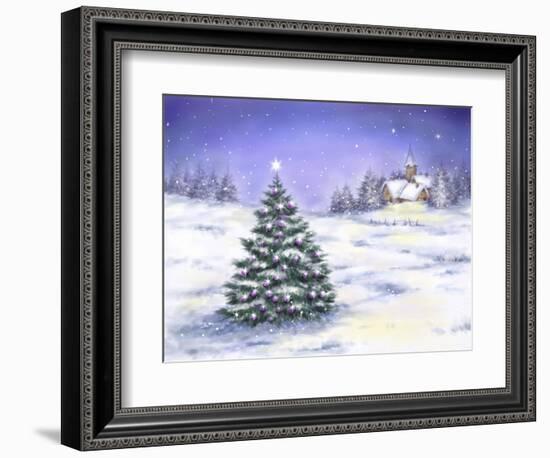 Christmas Tree in Snow-MAKIKO-Framed Giclee Print