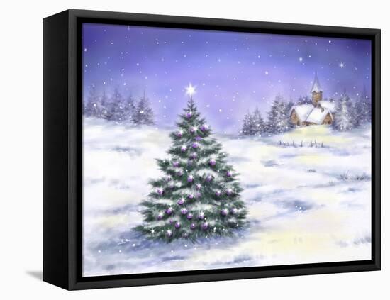 Christmas Tree in Snow-MAKIKO-Framed Premier Image Canvas