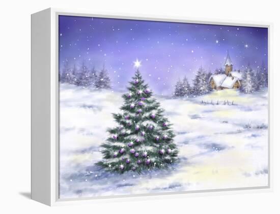 Christmas Tree in Snow-MAKIKO-Framed Premier Image Canvas