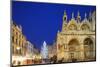 Christmas Tree in St. Marks Square, San Marco, Venice, UNESCO World Heritage Site, Veneto, Italy-Christian Kober-Mounted Photographic Print