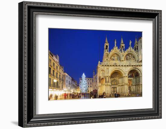 Christmas Tree in St. Marks Square, San Marco, Venice, UNESCO World Heritage Site, Veneto, Italy-Christian Kober-Framed Photographic Print