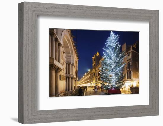 Christmas Tree in St. Marks Square, San Marco, Venice, UNESCO World Heritage Site, Veneto, Italy-Christian Kober-Framed Photographic Print