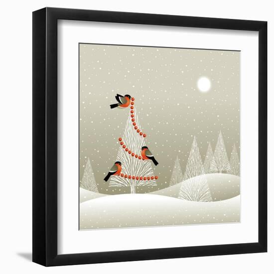 Christmas Tree in Winter Forest-Oleg Iatsun-Framed Art Print