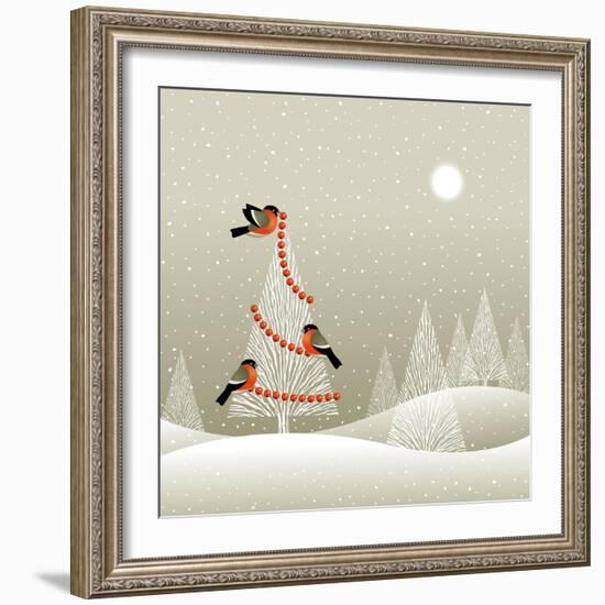 Christmas Tree in Winter Forest-Oleg Iatsun-Framed Art Print