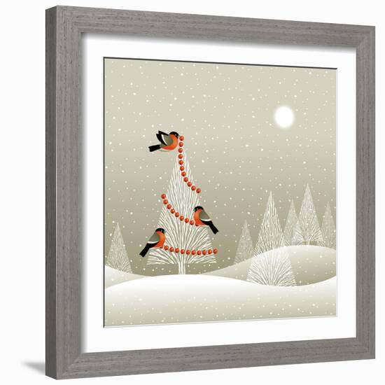 Christmas Tree in Winter Forest-Oleg Iatsun-Framed Art Print