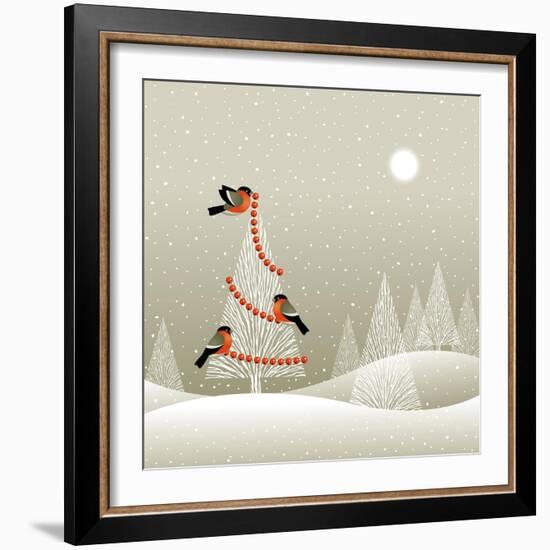 Christmas Tree in Winter Forest-Oleg Iatsun-Framed Art Print