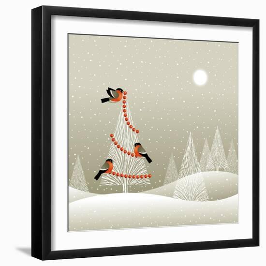 Christmas Tree in Winter Forest-Oleg Iatsun-Framed Art Print