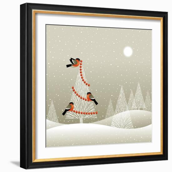 Christmas Tree in Winter Forest-Oleg Iatsun-Framed Art Print