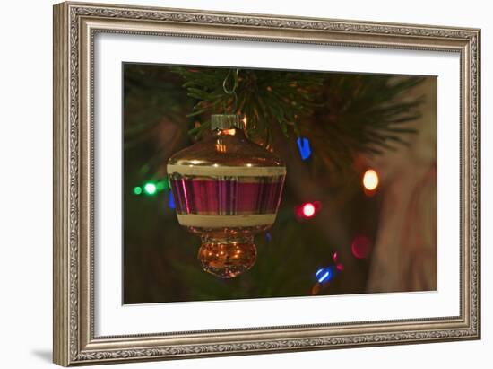 Christmas tree ornaments. Vintage glass ornament.-Savanah Stewart-Framed Photographic Print