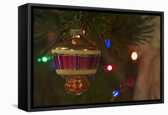 Christmas tree ornaments. Vintage glass ornament.-Savanah Stewart-Framed Premier Image Canvas