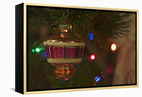 Christmas tree ornaments. Vintage glass ornament.-Savanah Stewart-Framed Premier Image Canvas