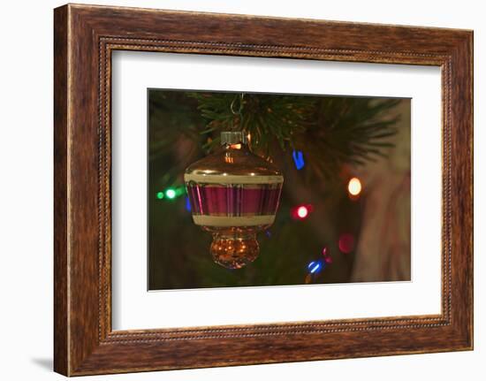 Christmas tree ornaments. Vintage glass ornament.-Savanah Stewart-Framed Photographic Print