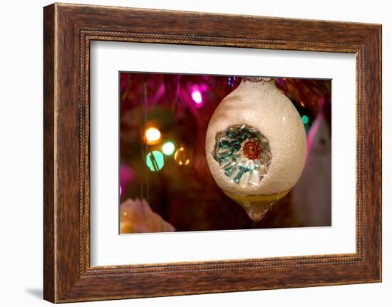 Christmas tree ornaments. Vintage glass ornament.-Savanah Stewart-Framed Photographic Print