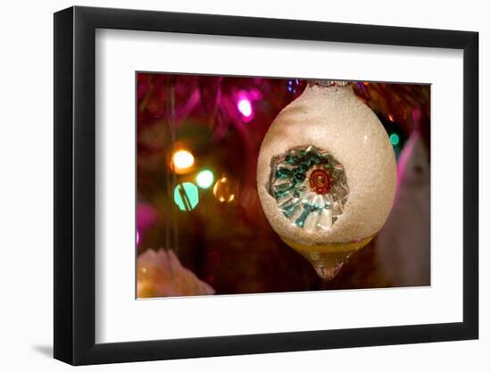 Christmas tree ornaments. Vintage glass ornament.-Savanah Stewart-Framed Photographic Print