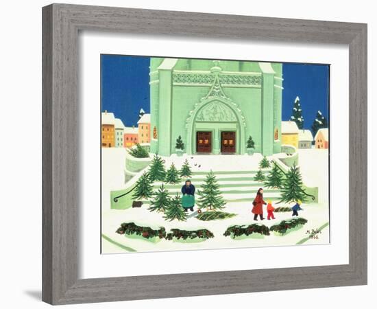 Christmas Tree Selling, 1988-Magdolna Ban-Framed Giclee Print