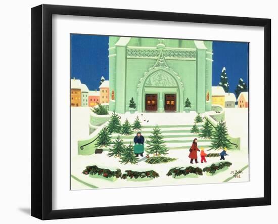 Christmas Tree Selling, 1988-Magdolna Ban-Framed Giclee Print