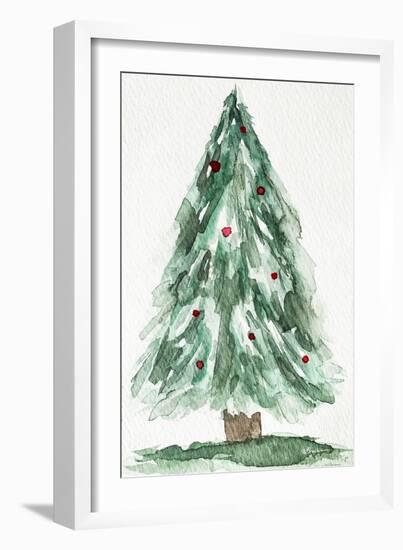 Christmas Tree Watercolor 1-Victoria Brown-Framed Art Print