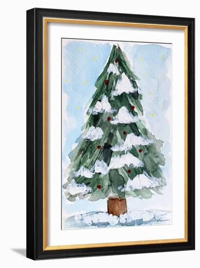 Christmas Tree Watercolor 2-Victoria Brown-Framed Art Print