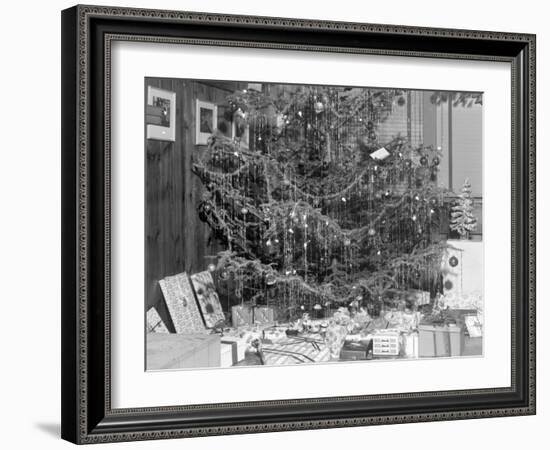 Christmas Tree with Presents, Ca. 1950.-Kirn Vintage Stock-Framed Photographic Print