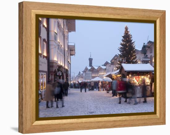 Christmas Tree With Stalls and People at Marktstrasse in the Spa Town of Bad Tolz, Bavaria-Richard Nebesky-Framed Premier Image Canvas