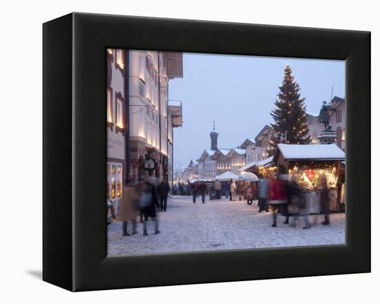 Christmas Tree With Stalls and People at Marktstrasse in the Spa Town of Bad Tolz, Bavaria-Richard Nebesky-Framed Premier Image Canvas