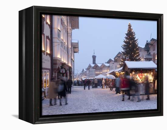 Christmas Tree With Stalls and People at Marktstrasse in the Spa Town of Bad Tolz, Bavaria-Richard Nebesky-Framed Premier Image Canvas