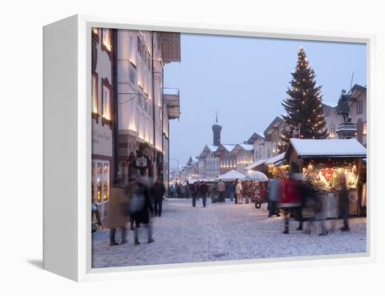 Christmas Tree With Stalls and People at Marktstrasse in the Spa Town of Bad Tolz, Bavaria-Richard Nebesky-Framed Premier Image Canvas