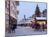 Christmas Tree With Stalls and People at Marktstrasse in the Spa Town of Bad Tolz, Bavaria-Richard Nebesky-Mounted Photographic Print
