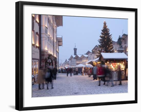 Christmas Tree With Stalls and People at Marktstrasse in the Spa Town of Bad Tolz, Bavaria-Richard Nebesky-Framed Photographic Print