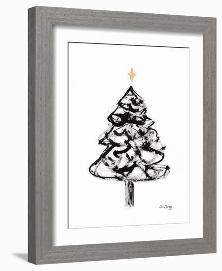 Christmas Tree with Sumi Ink and Gold Cross, C.2021 (Sumi Ink and Watercolor on Paper)-Janel Bragg-Framed Giclee Print
