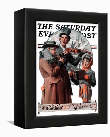 "Christmas Trio" or "Sing Merrille" Saturday Evening Post Cover, December 8,1923-Norman Rockwell-Framed Premier Image Canvas