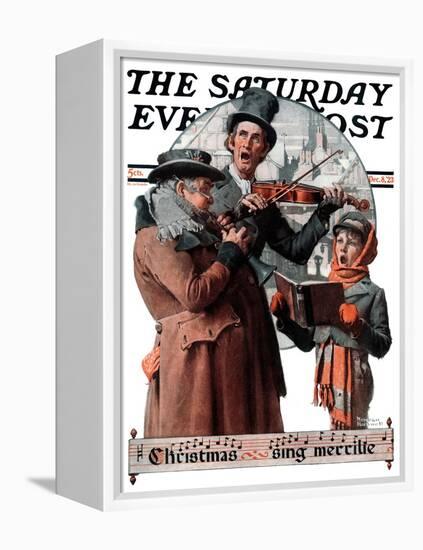 "Christmas Trio" or "Sing Merrille" Saturday Evening Post Cover, December 8,1923-Norman Rockwell-Framed Premier Image Canvas
