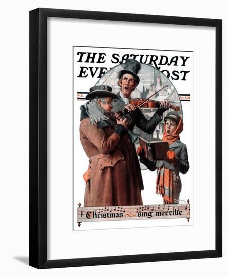 "Christmas Trio" or "Sing Merrille" Saturday Evening Post Cover, December 8,1923-Norman Rockwell-Framed Premium Giclee Print