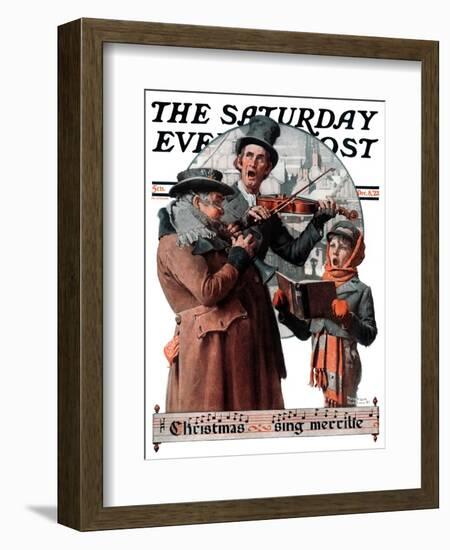 "Christmas Trio" or "Sing Merrille" Saturday Evening Post Cover, December 8,1923-Norman Rockwell-Framed Giclee Print