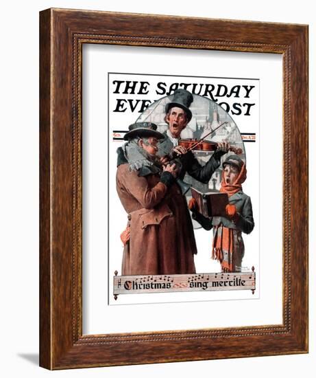 "Christmas Trio" or "Sing Merrille" Saturday Evening Post Cover, December 8,1923-Norman Rockwell-Framed Giclee Print