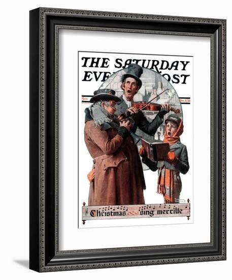 "Christmas Trio" or "Sing Merrille" Saturday Evening Post Cover, December 8,1923-Norman Rockwell-Framed Giclee Print