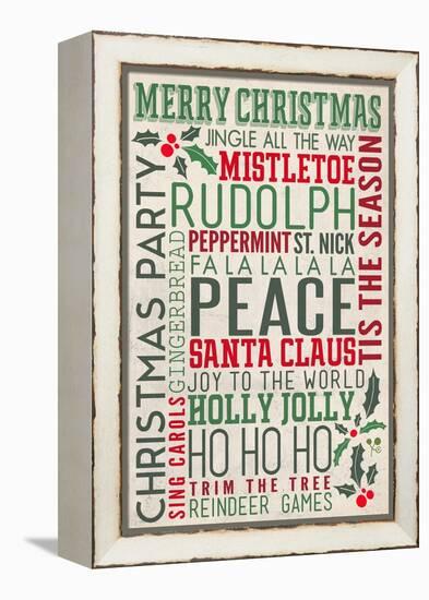 Christmas Typography-Lantern Press-Framed Stretched Canvas