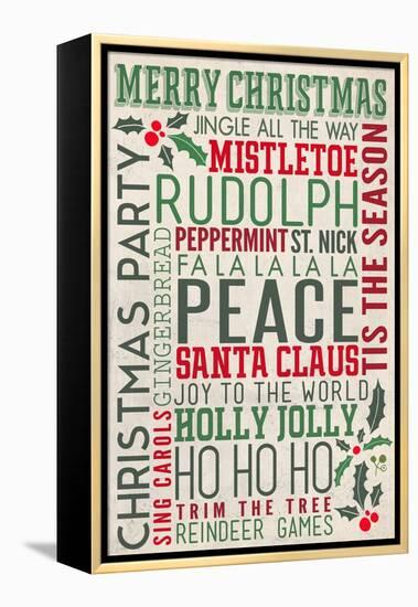 Christmas Typography-Lantern Press-Framed Stretched Canvas