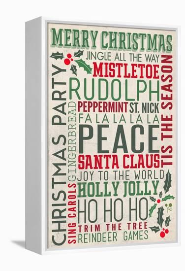 Christmas Typography-Lantern Press-Framed Stretched Canvas