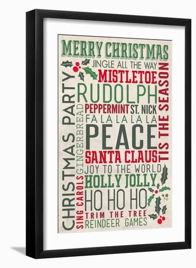 Christmas Typography-Lantern Press-Framed Art Print