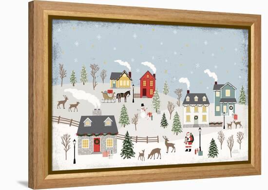 Christmas Village II Day-Laura Marshall-Framed Stretched Canvas
