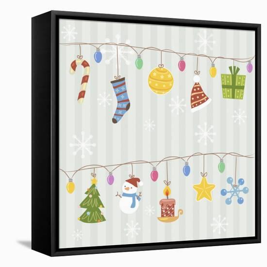 Christmas with Decorations with Gray Background-null-Framed Premier Image Canvas