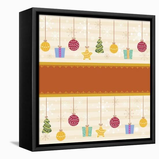 Christmas with Orange Line and Decorations-null-Framed Premier Image Canvas