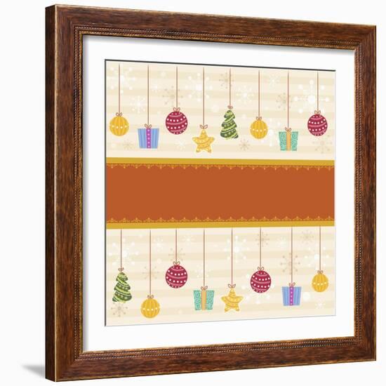 Christmas with Orange Line and Decorations-null-Framed Giclee Print